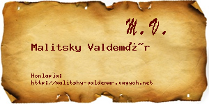 Malitsky Valdemár névjegykártya